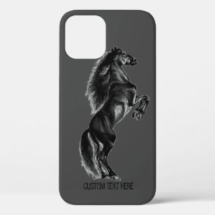 Coque iphone Cheval noir avec texte personnalisé