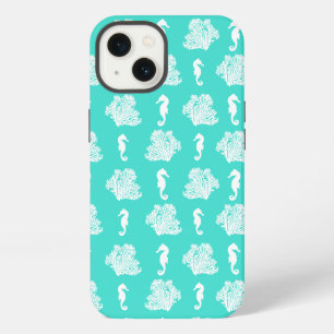 Etui iPhone 13 Chevaux marins bleus plage côtière