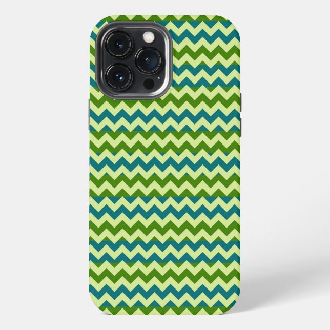 Coque iPhone Chevron Zigzag Bleu Vert (Verso)