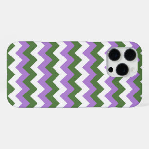 Coque iPhone 16 Pro Max Chevron Zigzag Lavande, Vert et Blanc