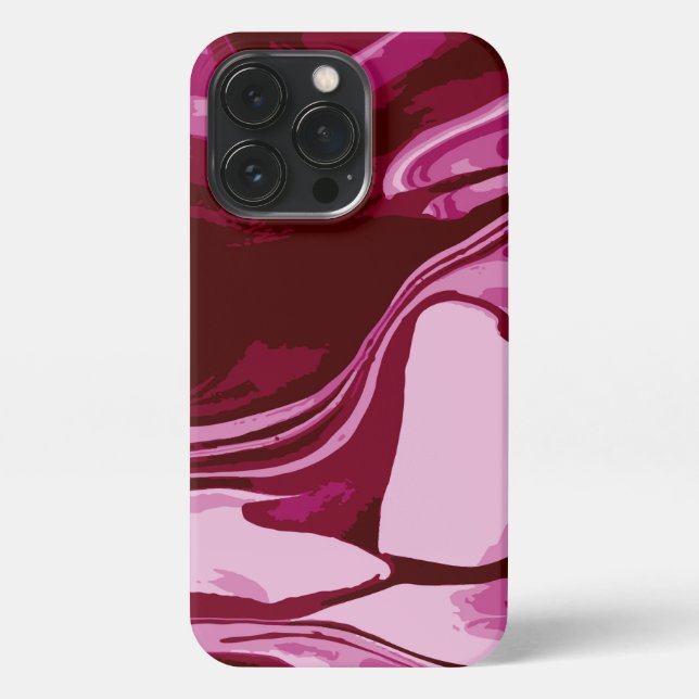 Coque iPhone Chic Bourgogne rouge marbre rose Abstrait  (Verso)