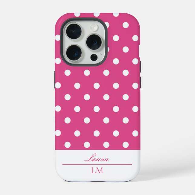 Coque iPhone Chic fille rose et Pois blancs dur (Verso)