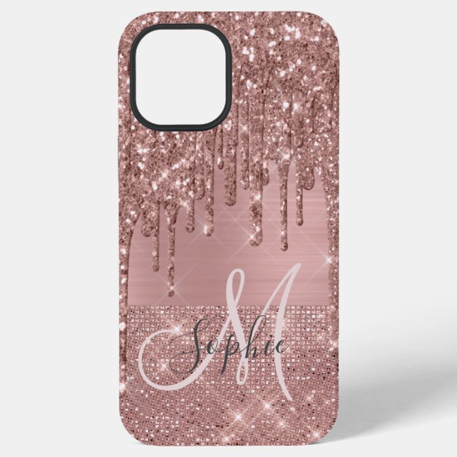 Coque iPhone Chic Monogramme Or Rose (Verso)