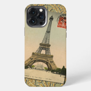 Etui iPhone 13 Pro Max Chic Vintage Élégant Paris Tour Eiffel France