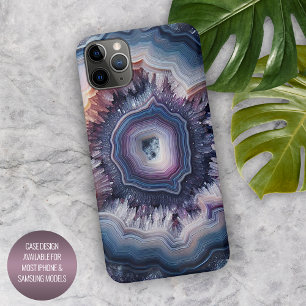 Coque iPhone 16 Pro Max Chic Violet Bleu Violet Foncé Quartz Agate Motif