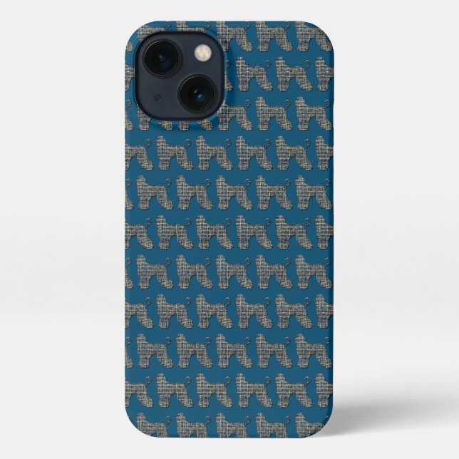 Coque iPhone Chien afghan Hound Silhouette bleu (Verso)