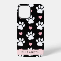 Chien Paws, White Paws, Rose Hearts, Votre Nom