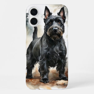 COQUE iPhone 16 PLUS CHIEN POPPÉ DE TERRIER ÉCOSSE-NOIR