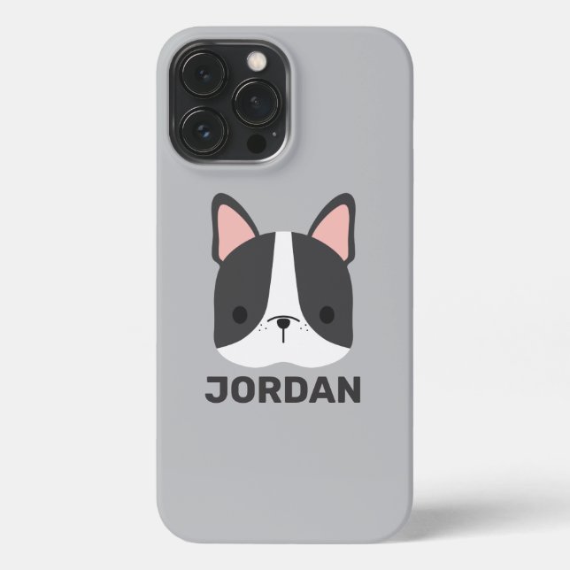 Coque iPhone Chien-taureau français mignon avec nom personnalis (Verso)