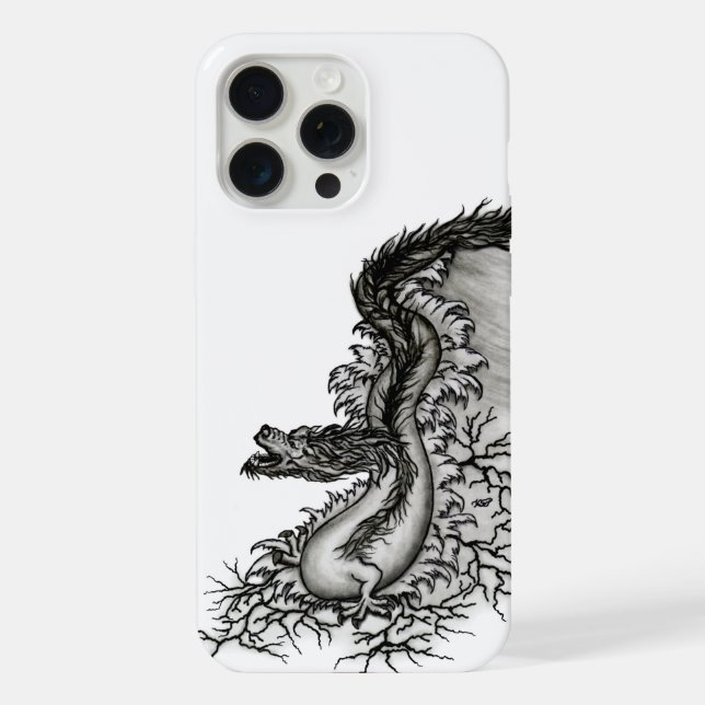 Coque iPhone Chine Dragon, noir et blanc Design en Tattoostyl (Verso)