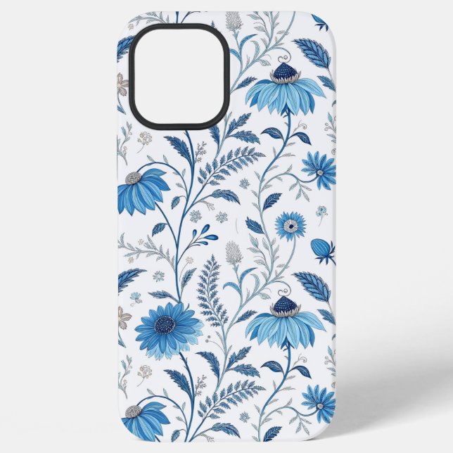 Coque iPhone Chinoiserie Blue Echinacea Pattern (Verso)