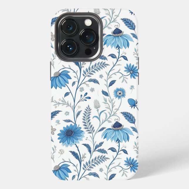 Coque iPhone Chinoiserie Blue Echinacea Pattern (Dos)