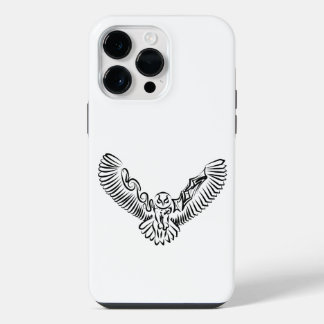 Coque Pour Pour iPhone 14 Pro Max Chouette volante tribale noire et blanche