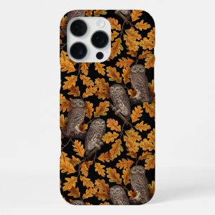 Coque iPhone 16 Pro Max Chouettes d'automne sur noir