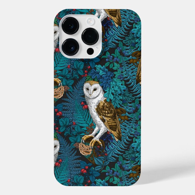 Coque iPhone Chouettes, fougères, chênes et baies 3 (Verso)