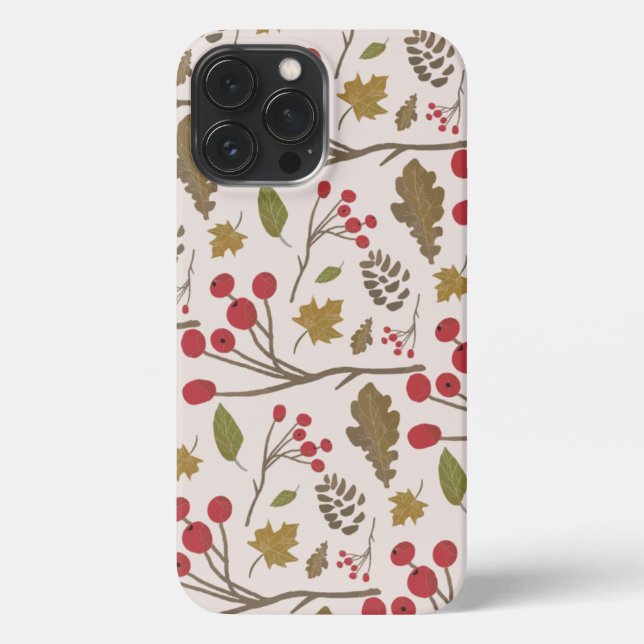 Coque iPhone Chute esthétique feuillage feuille brun vert orang (Verso)