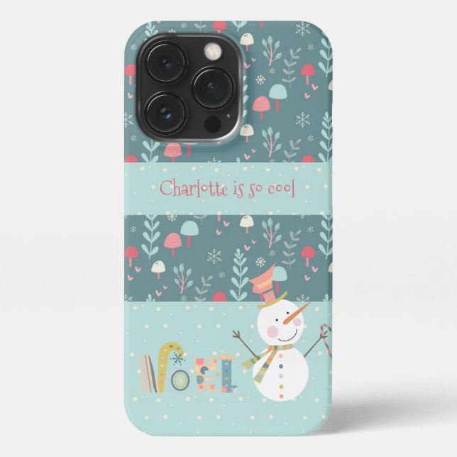 Coque iPhone Citation de Noël de Snowman Fun avec nom (Verso)