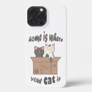 Etui iPhone 13 Pro Max Citation drôle Accueil est où est votre chat
