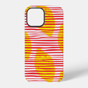 Coque iPhone 12 citron Abstrait avec motif sans feuille. Main dr