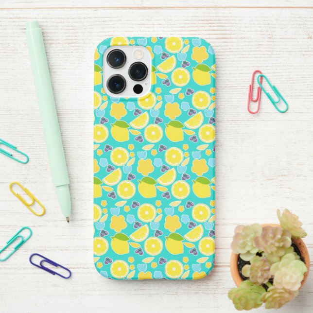 Coque iPhone Citron d'été moderne (Sur le bureau)