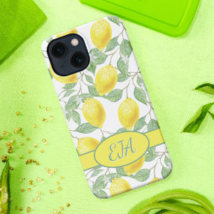 Coque iPhone 16 Pro Citron Jaune Botanique Lemonade d'Été Monogramme