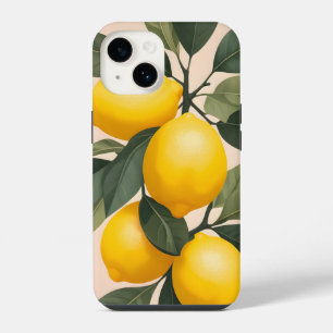 Coque Pour iPhone 14 Citrons dorés sur fond vert