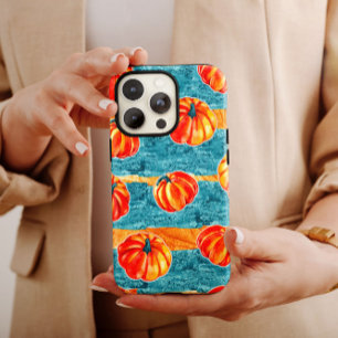 Coque iphone Citrouille bleu d'automne Mate