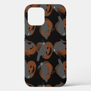 Coque iPhone 12 citrouille d'Halloween corbeaux oiseaux