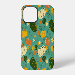 Coque iPhone 12 Citrouilles, feuilles : motif de légume d'automne