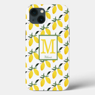 Etui iPhone 13 Citrus citron Nom du monogramme