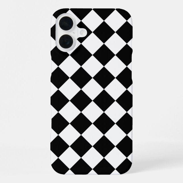 Coque iPhone Classic Diamond noir et blanc Checkers (Verso)