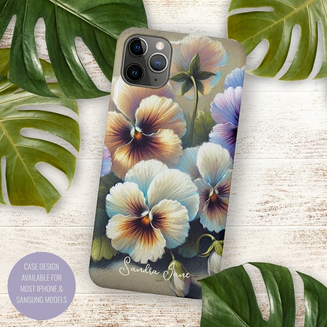 Coque iPhone Classy Chic Pansies Beaux Art Botanique Peinture (Créateur téléchargé)