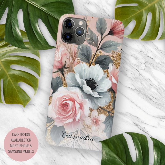 Coque iPhone Classy Chic Rose Beaux-Art Botanique Peinture (Créateur téléchargé)