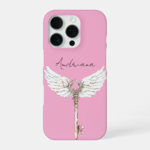 Coque iPhone 16 Pro Clé des plumes d'ange blanc