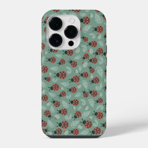 Coque Pour iPhone 14 Plus Coccinelles de la forêt sur fond vert