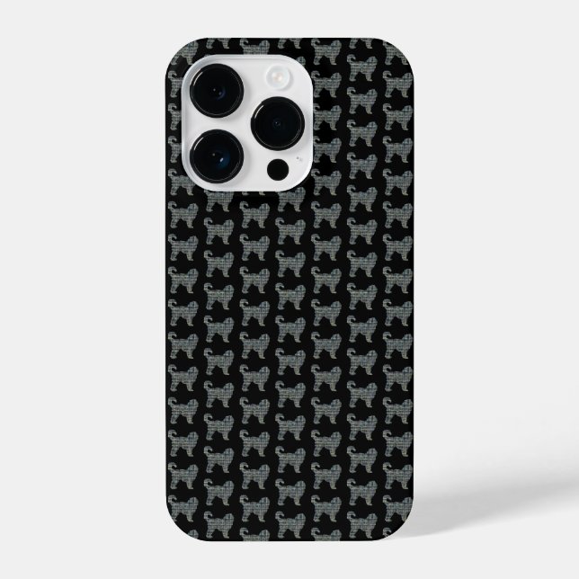 Coque iPhone Cockapoo Silhouette Jaune et Grille Noire (Verso)