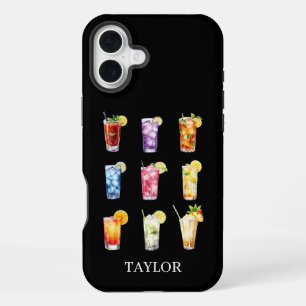Coque iPhone 16 Plus Cocktails Cocktails Cocktails Monogrammés