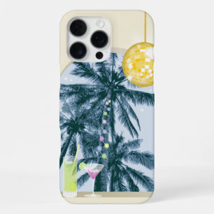 Coque iPhone 16 Pro Max Cocktails Disco Ball Palms sur Jaune
