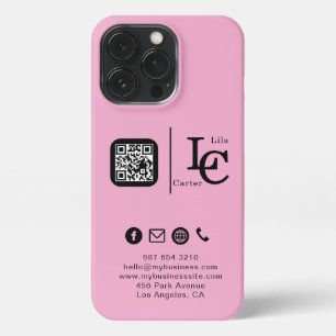 Etui iPhone 13 Pro Code QR Logo Personnalisé Étui iPhone Rose Entrepr