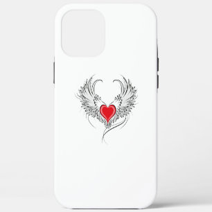 Coque iPhone 12 Pro Max Cœur d'ange rouge avec des ailes