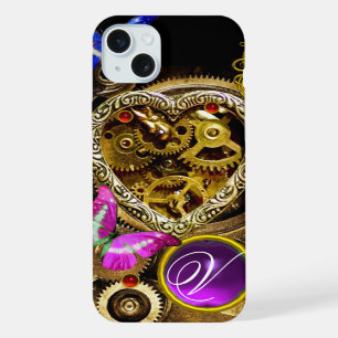 CŒUR STEAM PUNK, ENGRENAGES, GEMMES, MONOGRAMME DE