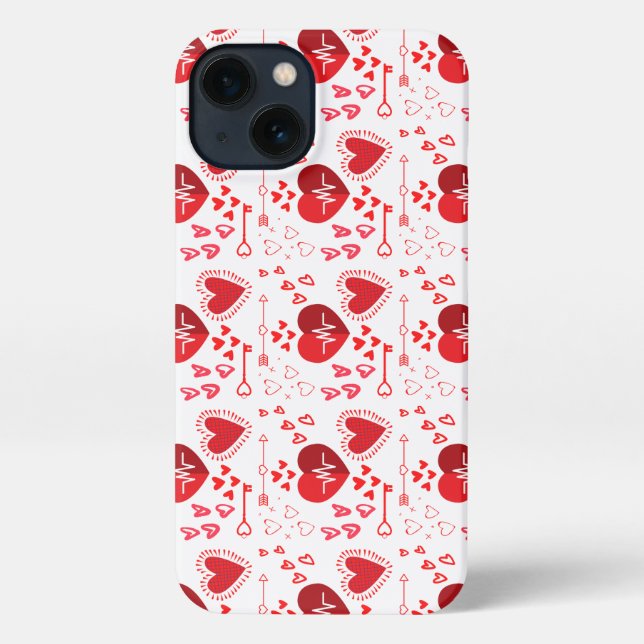Coque iPhone Coeurs d'amour rouge et flèche (Verso)
