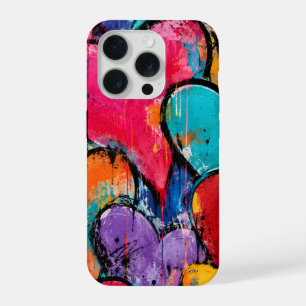Cœurs de graffiti vibrant en rose et turquoise