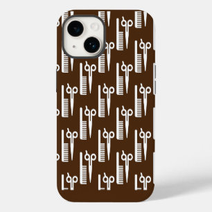 Coque Pour iPhone 14 Coiffeur Cool Ciseaux Fond Marron