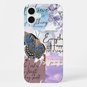 Coque iPhone 16 Plus Collage de citations pastel