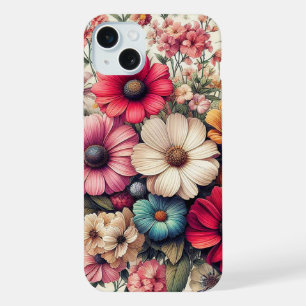 Collage de fleurs vintage coloré mignon