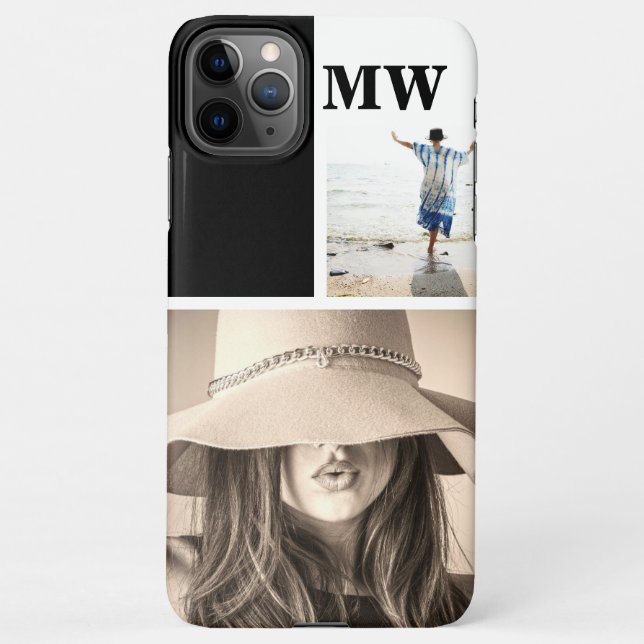 Coque iPhone Collage des initiales monogrammées personnalisées  (Dos)