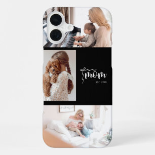 Coque iPhone 16 Plus Collage personnalisé de 3 photos Maman noire année
