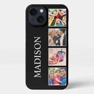 Etui iPhone 13 Collage photo de famille personnalisée Noir person