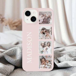 Coque Pour iPhone 14 Collage photo personnalisé rose personnalisé